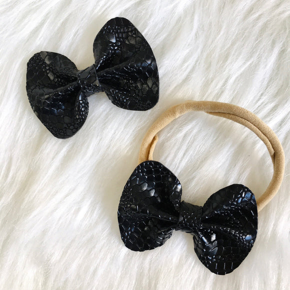 Black Mamba Vegan Leather Bow