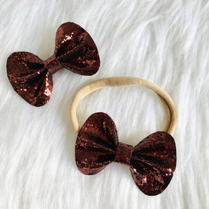 Brown Glitter Bow