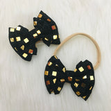 Black & Gold Confetti Double Layer Bow