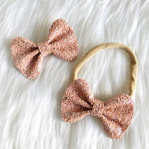 Nude Glitter Bow