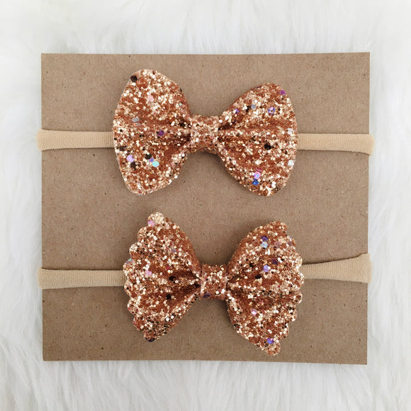 Rose Gold Speckled Glitter Bow