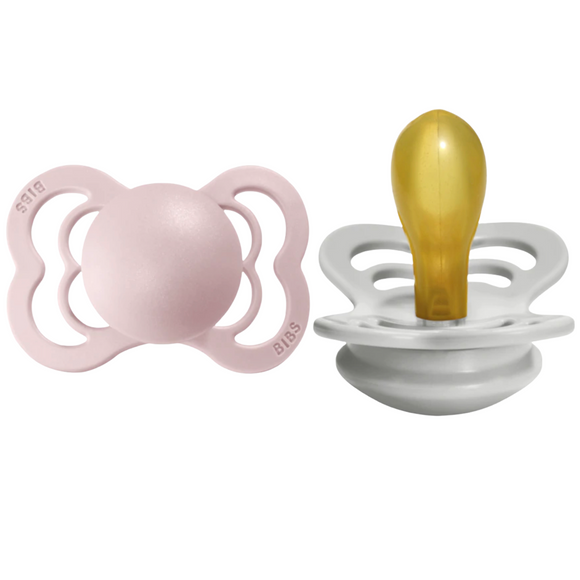 BIBS Supreme Natural Rubber Pacifier 2 Pack in Blossom & Haze