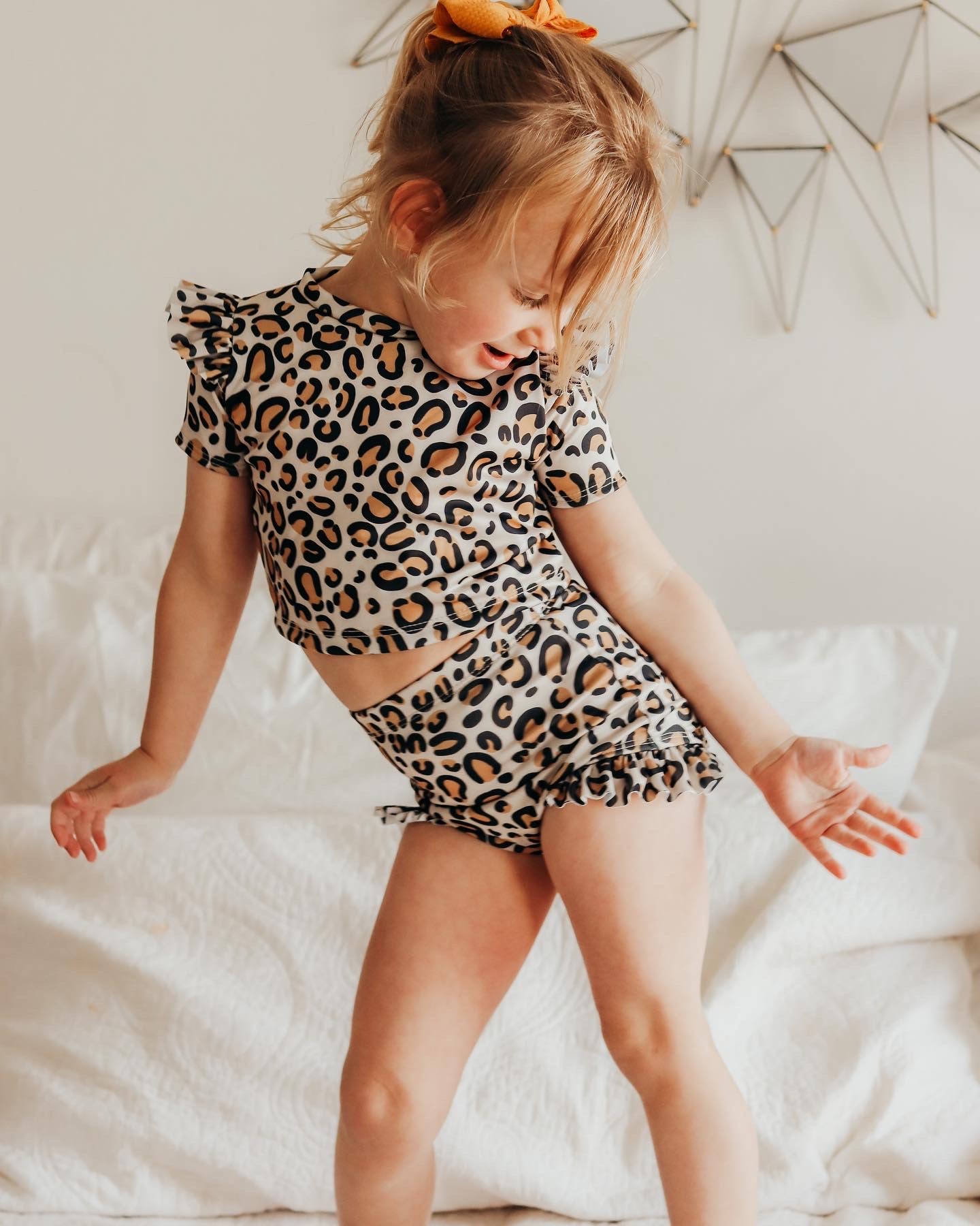 Handmade 3T Ruffle Rash-guard & High waisted Swim Bottoms Set