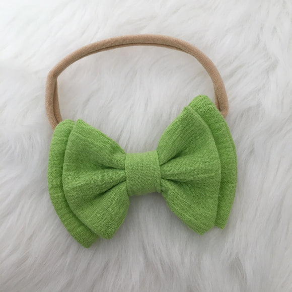 Double Layer Gauze Bow in Key Lime