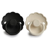 Jet Black & Cream SILICONE FRIGG Daisy Pacifier 2 pack