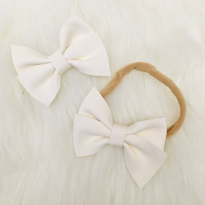 White Pinwheel Genuine Leather Bow