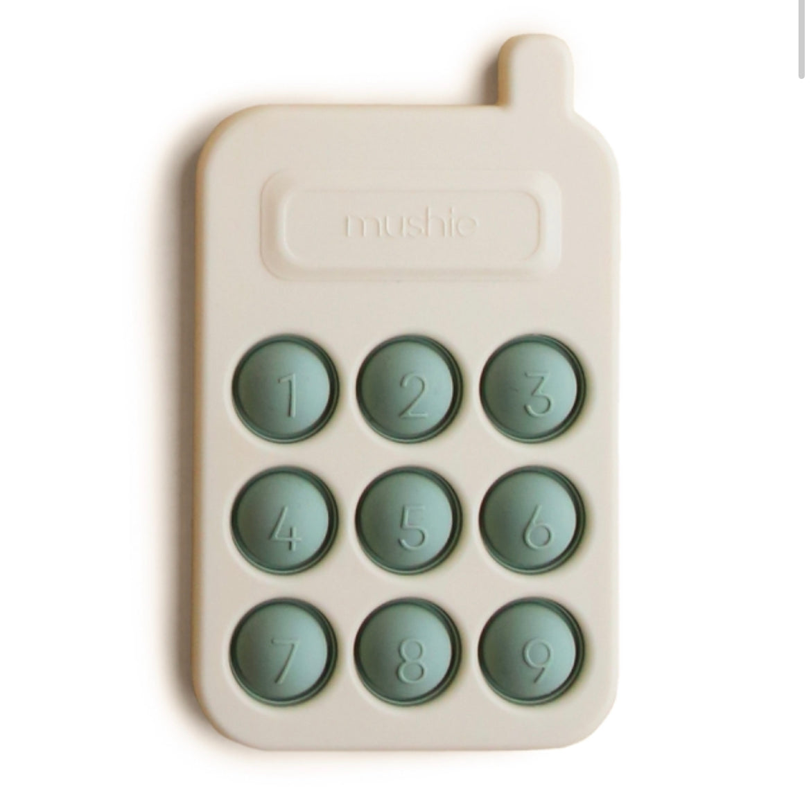 Mushie Phone Press Toy in Cambridge Blue