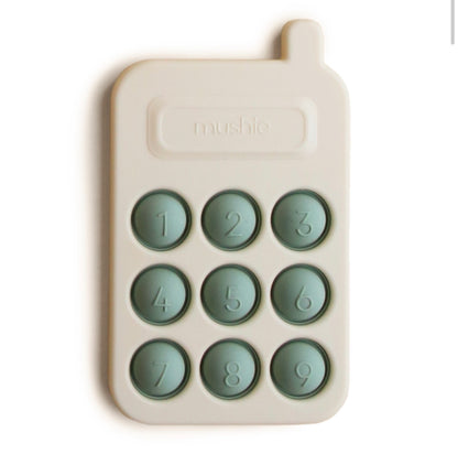 Mushie Phone Press Toy in Cambridge Blue