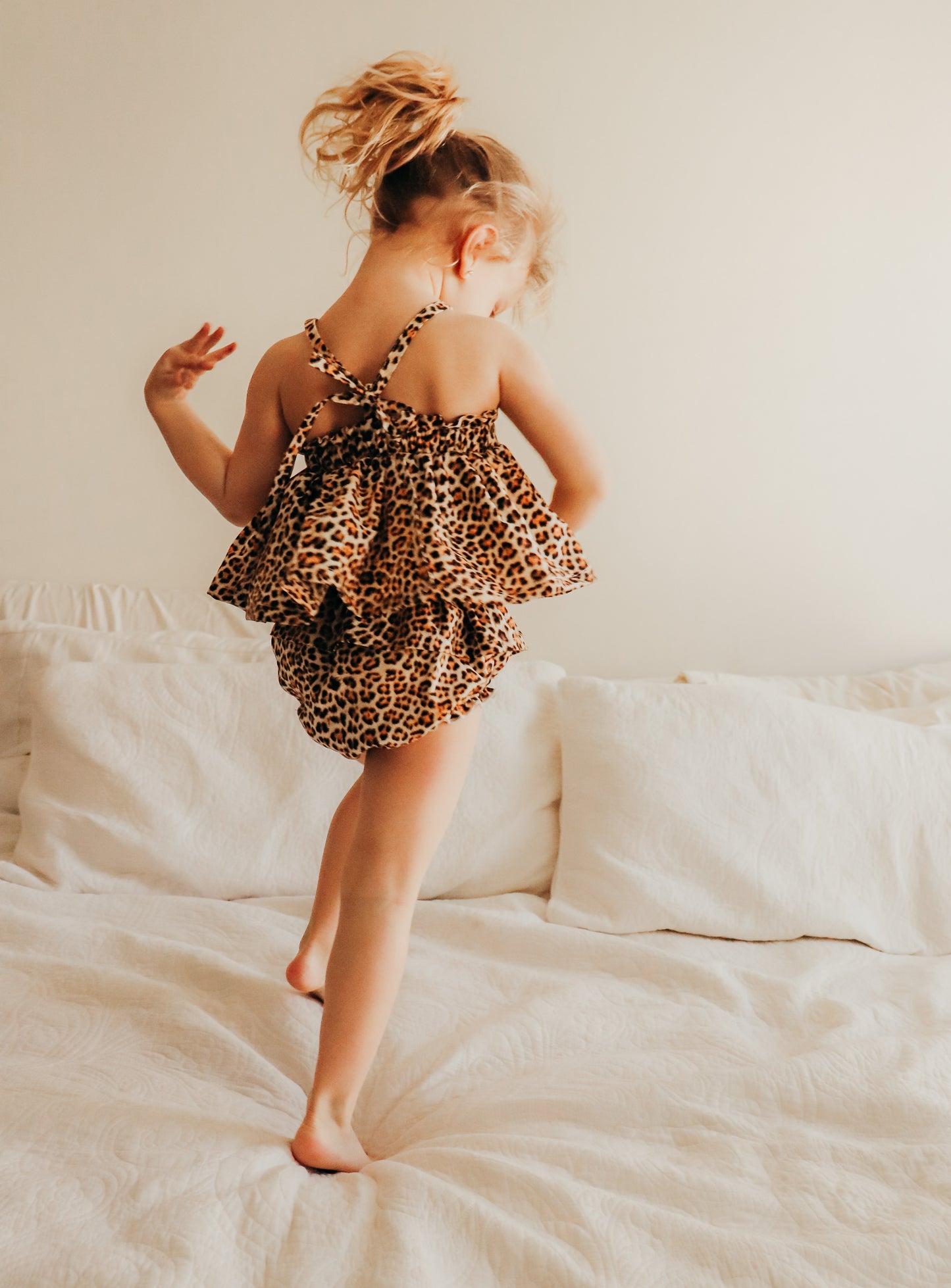 Handmade Leopard Peplum Top with matching Skirted Bloomers 2T
