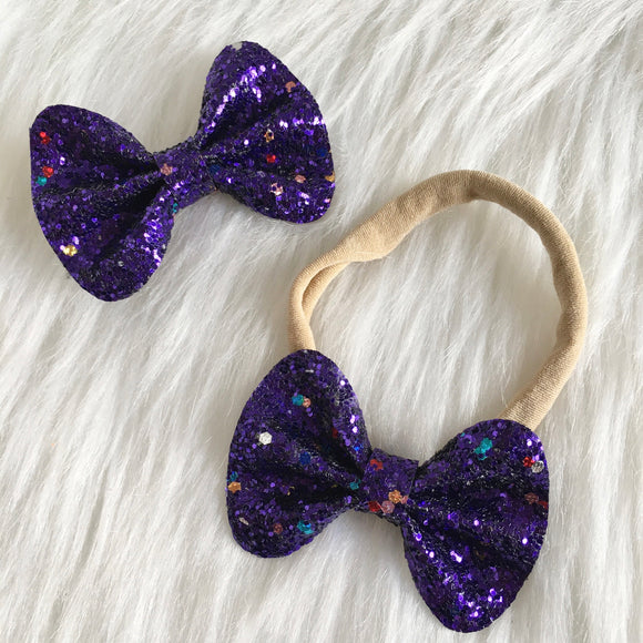 Purple Confetti Glitter Bow