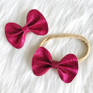 Bright Magenta Glitter Bow