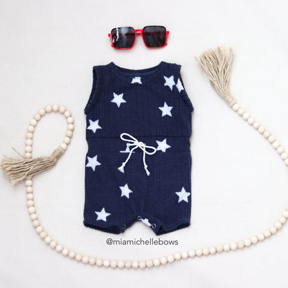 Handmade 3-6 month Cedar Romper in Navy Stars