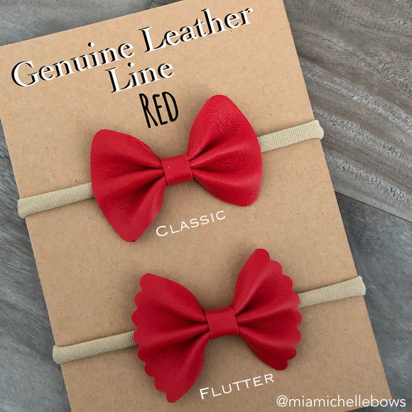 Red Genuine Leather Bow