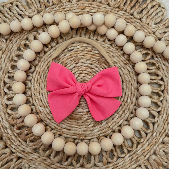 Hand Tied Bow in Soft Coral