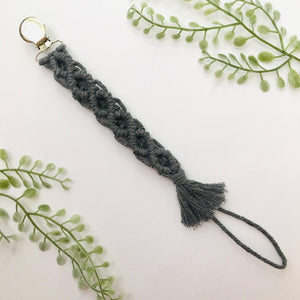 Gray Macrame Pacifier Clip