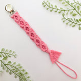 Pink Macrame Pacifier Clip