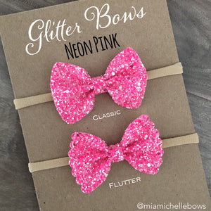 Neon Pink Glitter Bow