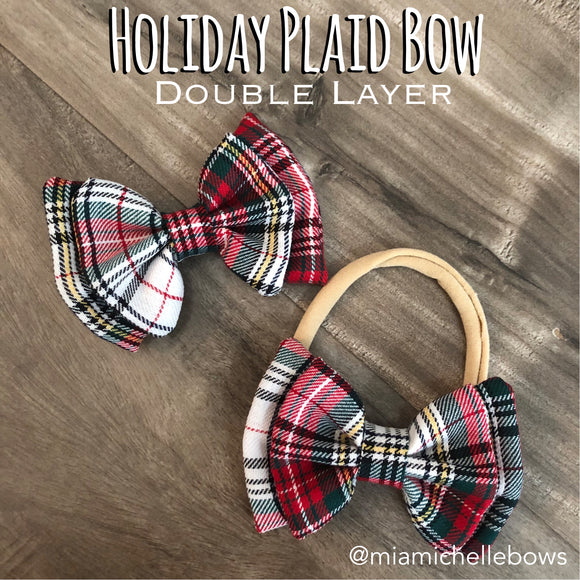 Holiday Plaid Double Bow
