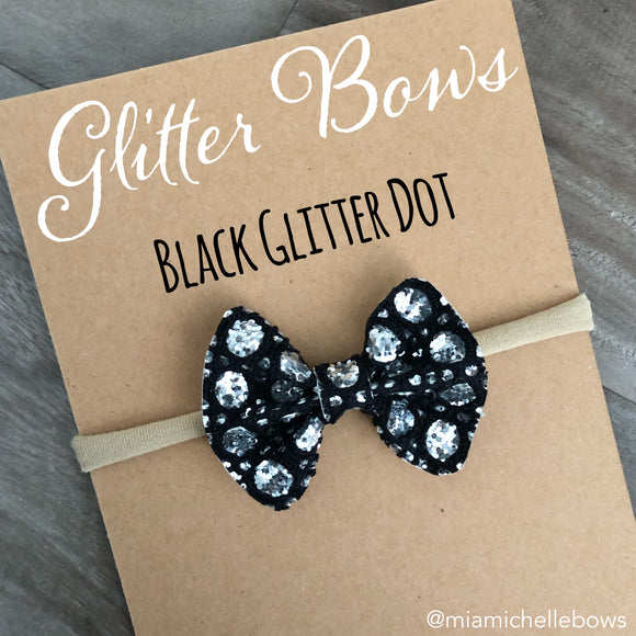 Black Glitter Dot Bow