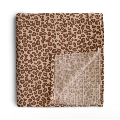 Mushie Muslin Swaddle Blanket ORGANIC Cotton-LEOPARD