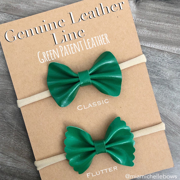 Green Patent Genuine Leather Bow