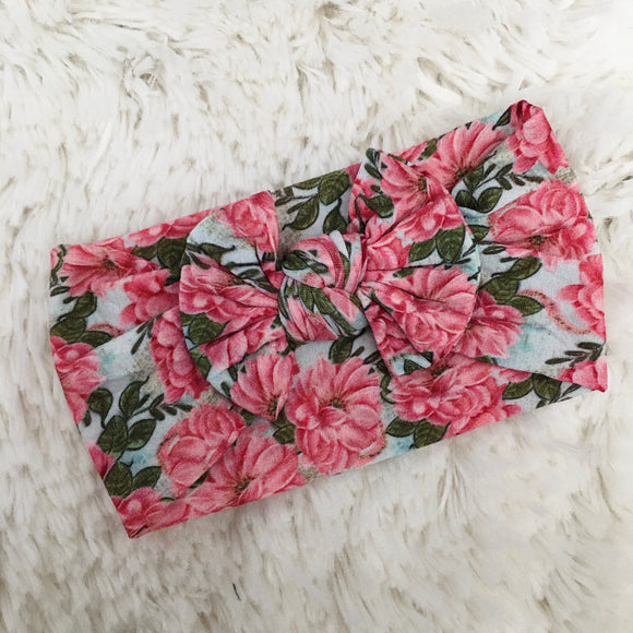 Dusty Rose Floral Printed Headwrap