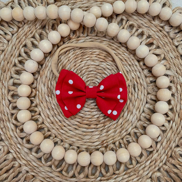 Red Polkadot Double Layer Bow