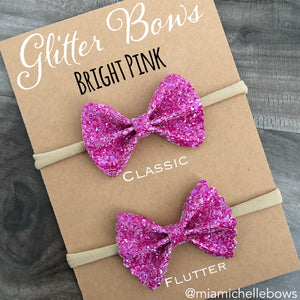 Bright Pink Glitter Bow