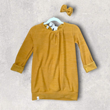 Mustard Sweater Dress & bow set