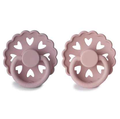 Twilight Mauve & Primrose SILICONE FRIGG Pacifier Andersen Fairytale 2 pack