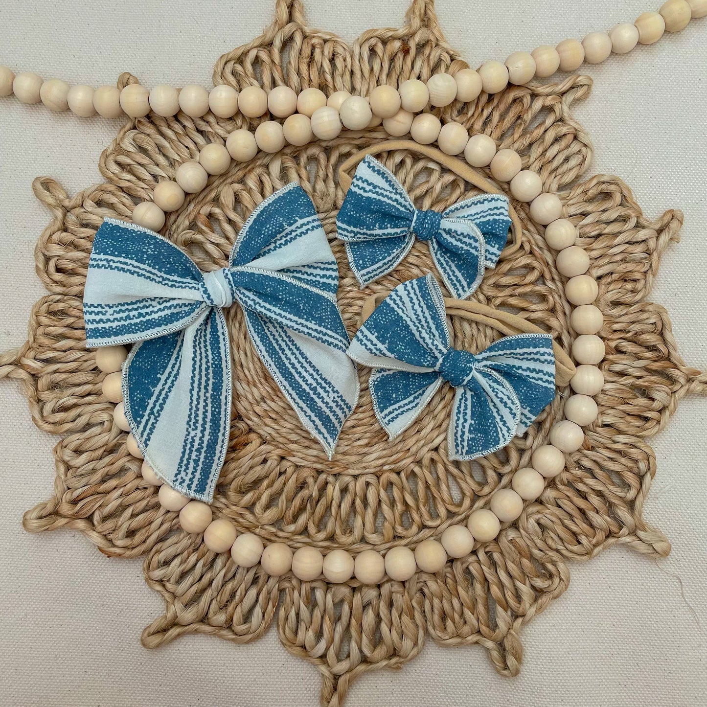 Chiffon Striped Blue Fairytale Bow