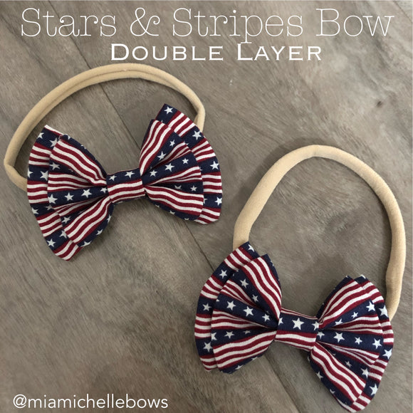 Stars and Stripes Double Layer Bow