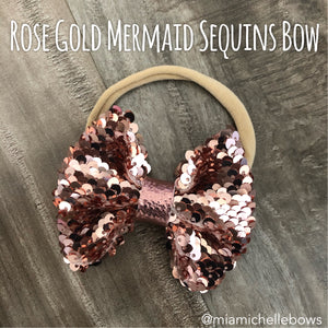 Rose Gold Mermaid Sequins Bow