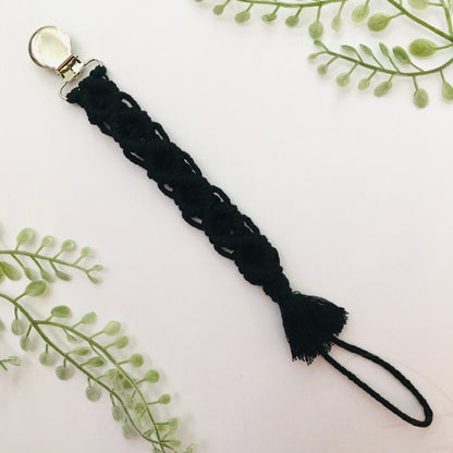 Black Macrame Pacifier Clip