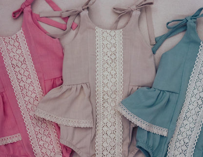 Handmade Lace ruffle romper