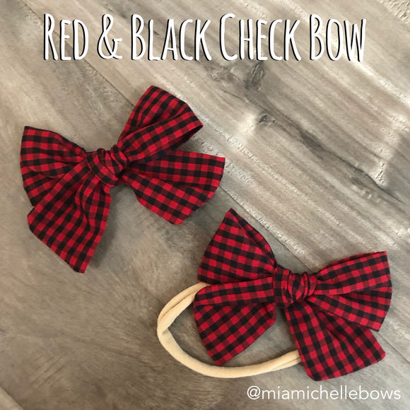 Red & Black Check Bow