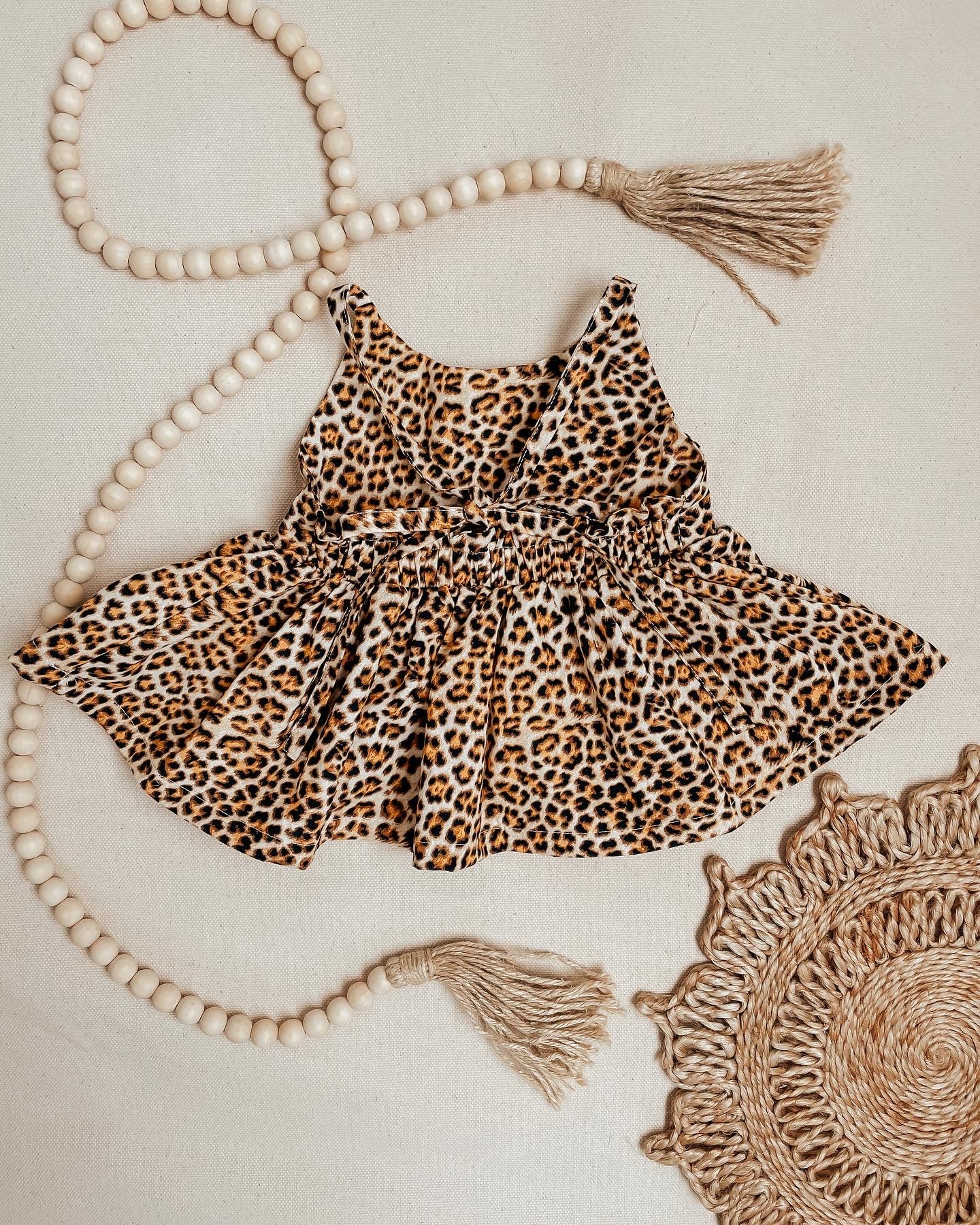 Handmade Leopard Peplum Top with matching Skirted Bloomers 2T