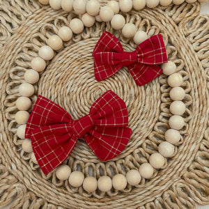 Red & Gold Plaid Hand Tied Bow