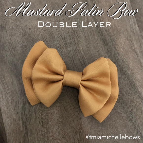 Mustard Satin Double Layer Bow