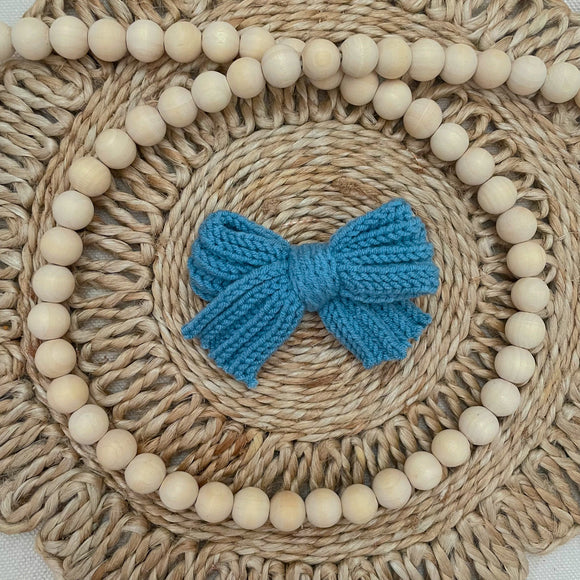 Sweater Bow Clip in Blue