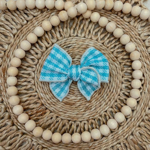 Fairytale Bow in Blue Check Knit