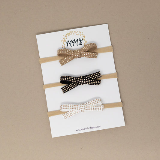 Mini Studded Neutral Headband Set