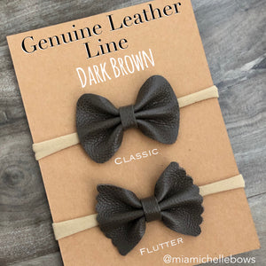 Dark Brown Genuine Leather Bow