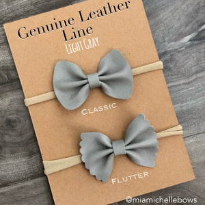 Light Gray Genuine Leather Bow