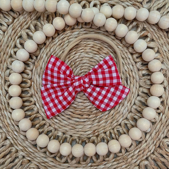Red & White Gingham Bow