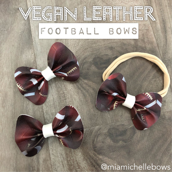 Football Vegan Leather Bow