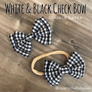 White & Black Double Layer Bow