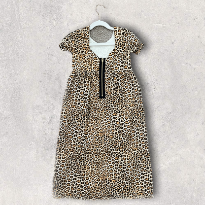 Handmade Cheetah Maxi Dress with Exposed Zipper 3T
