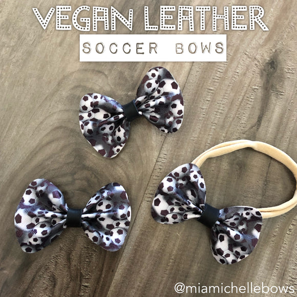Soccer Vegan Leather Bow