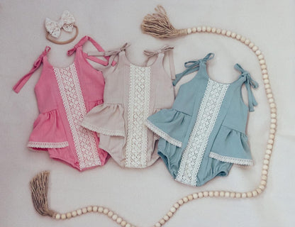 Handmade Lace ruffle romper